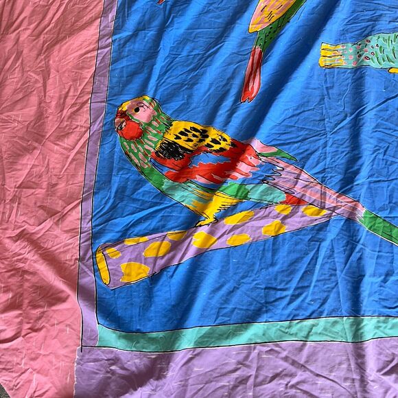 Ken‎ Done Duvet Doona Cover 80s 90s Queen Size Parrots & Fish Colorful Tropical - Picture 3 of 14